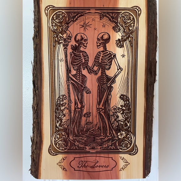 Wooden Skeleton Tarot Lovers Art - Picture 1 of 2